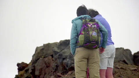 Two hikers standing Stock Footage 59516089