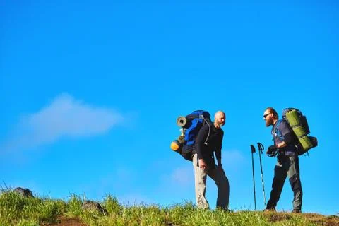 Two hikers on the trail Stock Photos