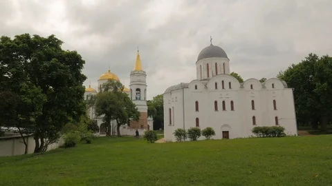Two Historical Cathedrals in Chernihiv Architectural Heritage of Ukraine See Stock Footage 71634807