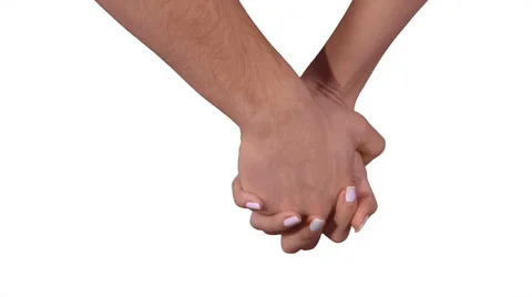 Two holding hands on white background, male hand in front HD Stock Footage 46367508