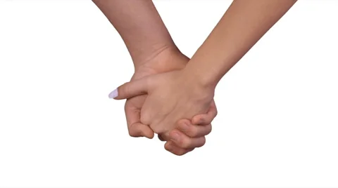 Two holding hands on white background, female hand in front HD Stock-Footage 46367605