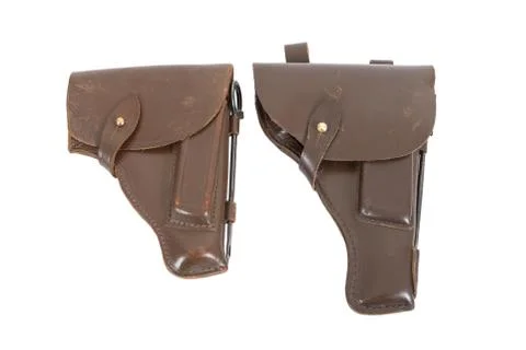 Two holsters on white background Stock Photos