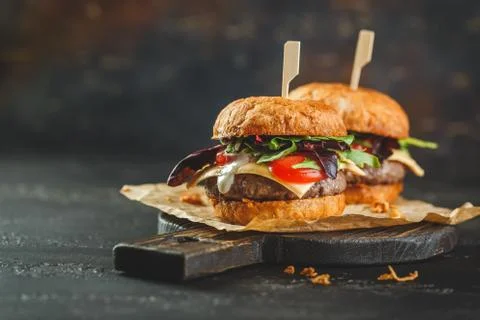 Two homemade burger Stock Photos