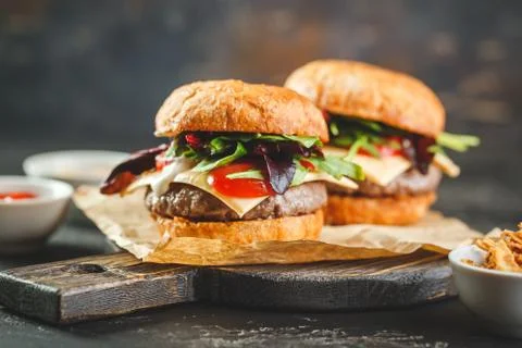 Two homemade burger Stock Photos
