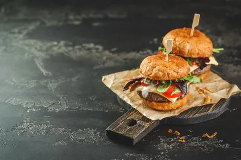 Two homemade burger Stock Photos