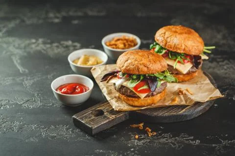 Two homemade burger Stock Photos