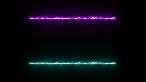 Two horizontal glowing neon lines purple and teal abstract Stock Footage 318502787