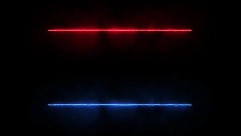 Two horizontal glowing neon lines red and blue abstract Stock Footage 318502790