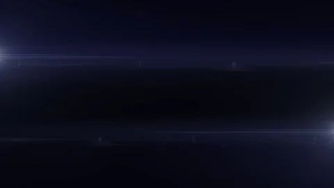 Two horizontal moving blue lights optical lens flares shiny animation art Stock Footage 83408261