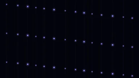 Two horizontal rows of glowing blue lights set against a deep black backgroun Stock Footage 338309621