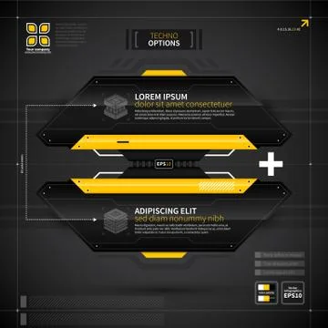 Two horizontal techno options with numbers and text. Stock Illustration