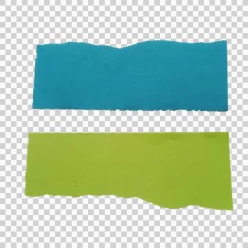 Two horizontal torn paper strips in blue and lime green color Foto stock