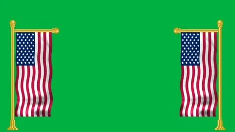 Two horizontal usa flag on green screen Stock Footage 237746013