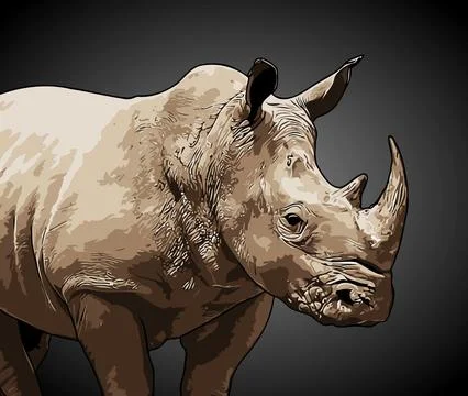 Two-horned rhino vector template Stock Illustration