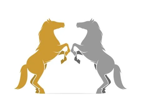 Two horse standing face to face logo Ilustración de archivo