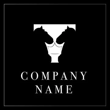 Two horses create the image of the crown. luxury logo for chess school or club Stock Illustration