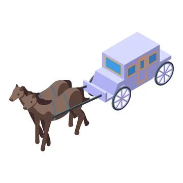 Two horses pulling a purple carriage Stockillustratie
