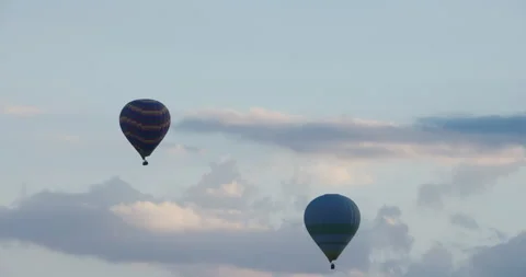 Two hot air balloons going up, Cappadocia, Turkey Stock Footage 252044459