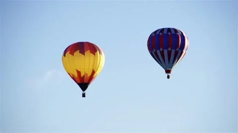 Two Hot Air Balloons Soaring in the Sky Stock Footage 41773726