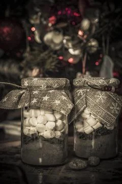 Two Hot Chocolate Jars Stock Photos