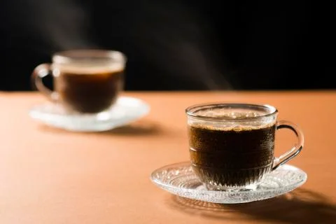 Two hot coffees Stock Photos
