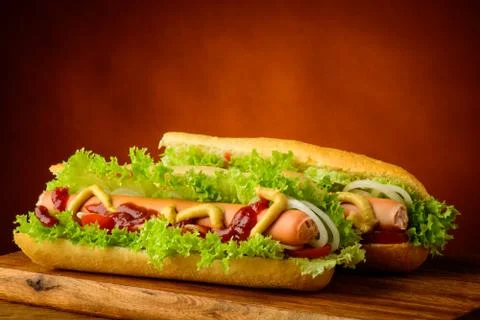 Two hot dogs Stock Photos
