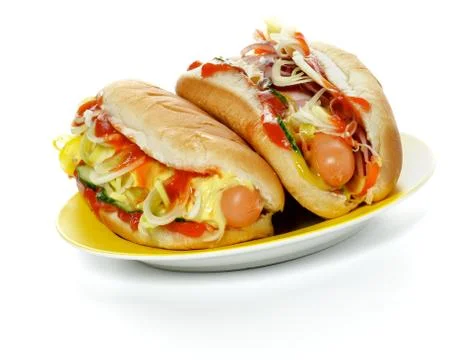 Two hot dogs Stock Photos