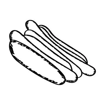 Two hot dogs vector sketch. Fast food concept. Stock Illustration