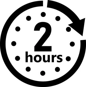 Two hour arrow icon on white background. 2 hours sign. timer symbol. flat sty Stockillustratie