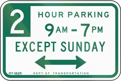 Two Hour Parking Except Sunday Stock Illustration