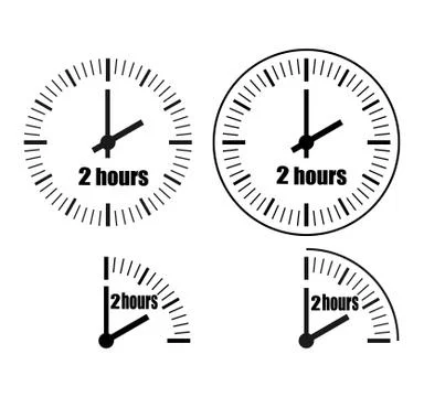 Two Hours Clock on white background. Two o'clock. Stock Illustration