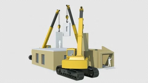 Two House Construction Builders with transparent (alpha) background Stock Footage 252045778
