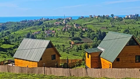 Two houses on the hill. Video stock 282962767