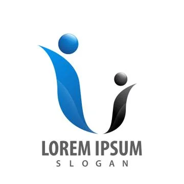 Two human character logo concept design. Symbol graphic template element vect Stock Illustration