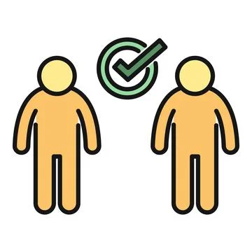 Two human figures with a green checkmark indicating successful selection 库存插图