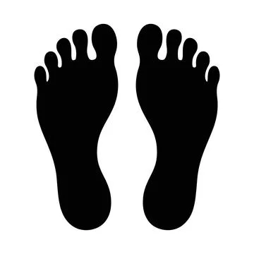 Two human footprints silhouette graphic isolated on clear background for de.. Stock Illustration