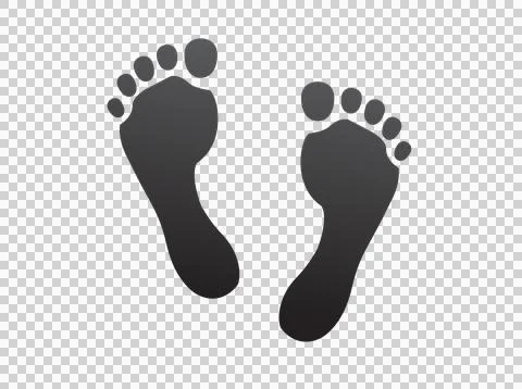 Two human footsteps, showing both feet and all five toes Stock Illustration