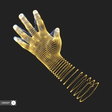 Two human hands. Connection structure. Business concept. 3D vector. Stock Illustration