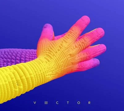 Two human hands. Connection structure. Business concept. 3D vector illustrati Illustrazione stock