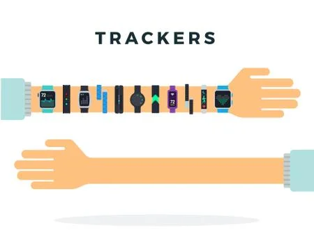 Two human hands, with many trackers and empty vector icon flat isolated. Stock Illustration