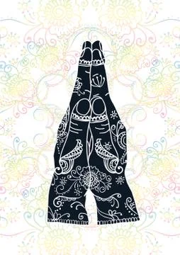 Two human hands in namaste gesture illustration Stock Illustration