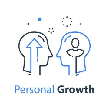 Two human head profiles, self improvement, leadership training or mentoring Stock Illustration