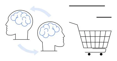 Two human heads with visible brains and arrows indicating exchange, alongside Stock Illustration
