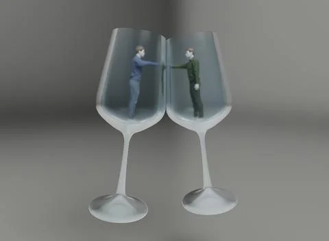 Two human personal boundaries, 3d illustration concept Stock Illustration