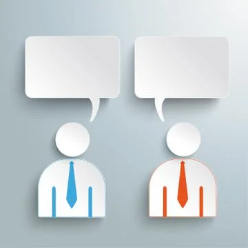 Two humans 2 speech rectangle bubbles piad Stock Illustration