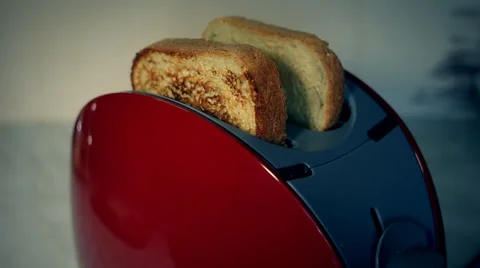 The two hunch of bread inside of toaster Stock Footage 35162560