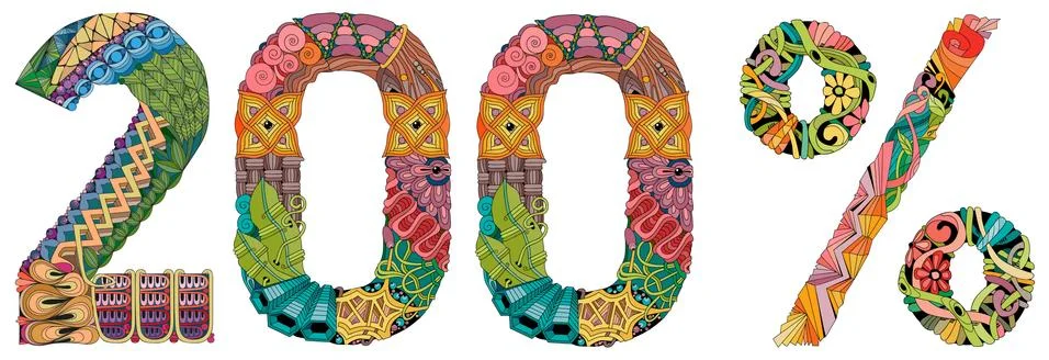 Two hundred percent. Vector decorative zentangle object イラスト素材