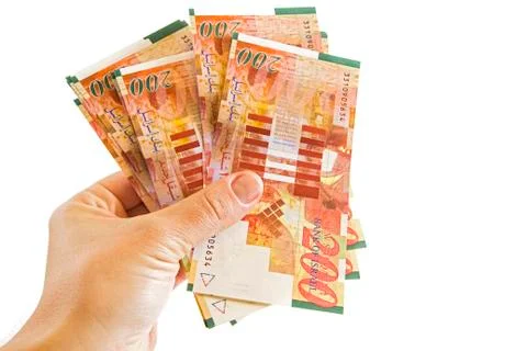 Two hundred shekel bank notes . Stock Photos