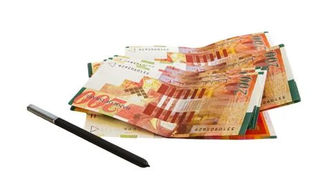 Two hundred shekel bank notes . Stock Photos
