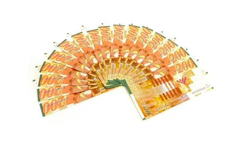 Two hundred shekel bank notes . Stock Photos